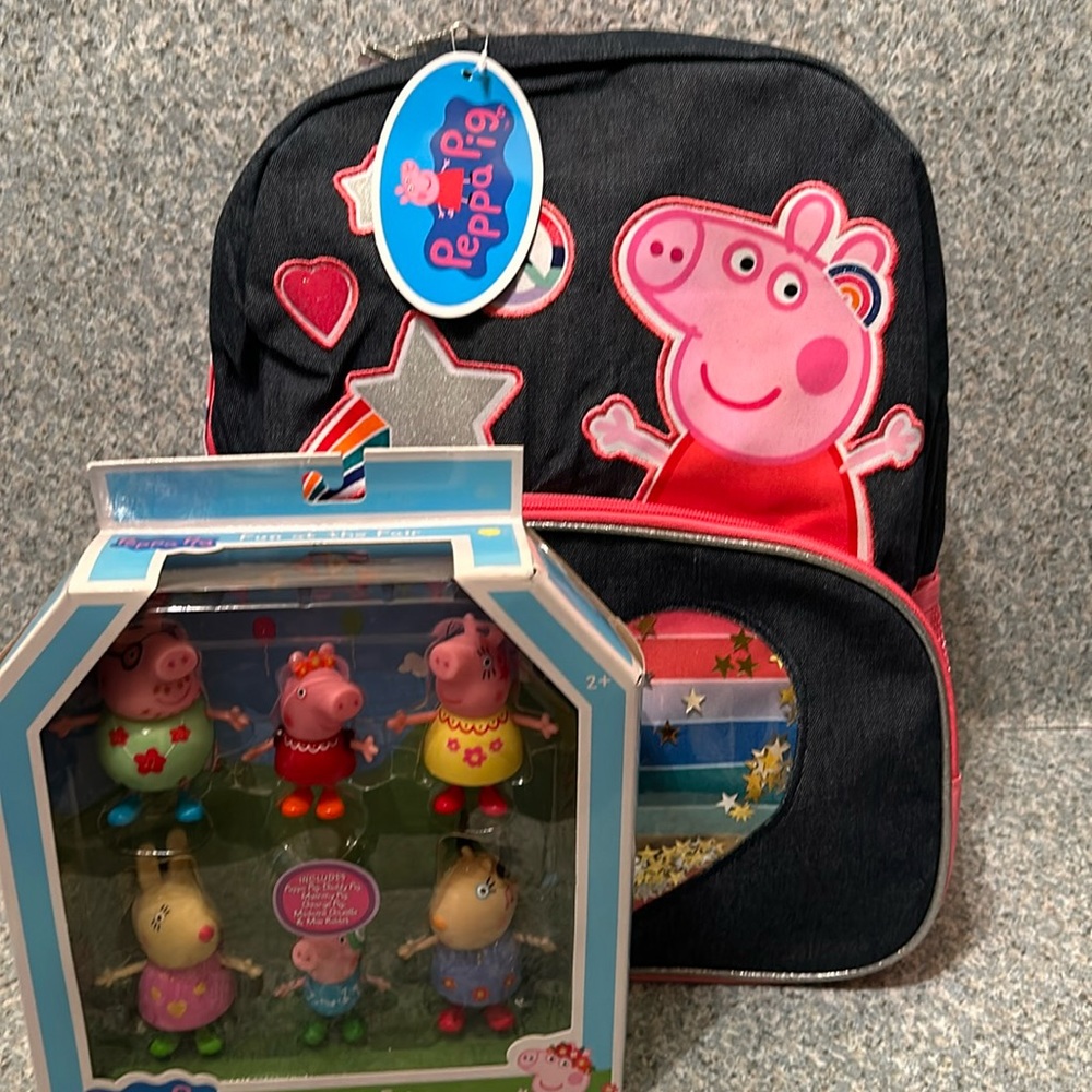 Peppa Pig character set!!!!! Fun at the Fair!!!  PLUS Peppa Pig Backpack!!! NEW!